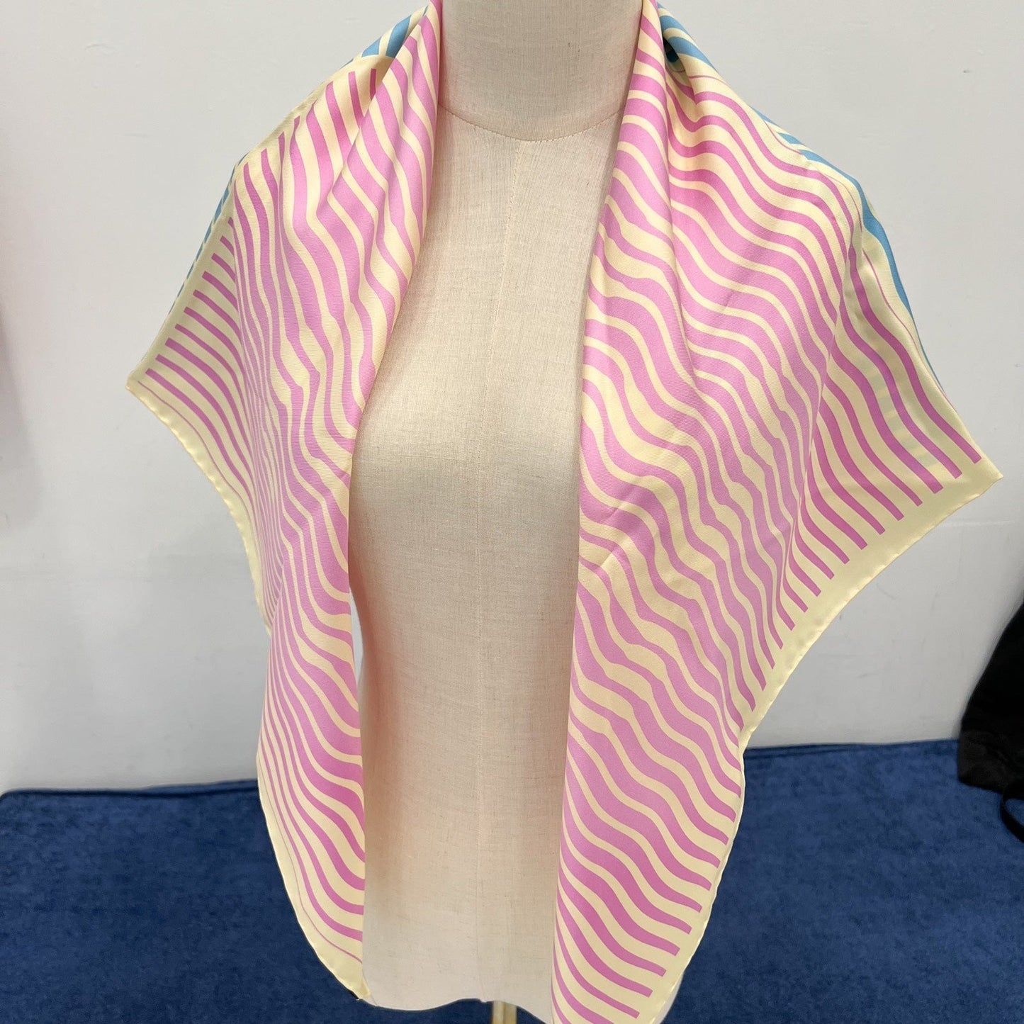 Chanel Cruise in Singapore 90CM Vip Gift Scarf in Pink / Blue / Cream 100% Silk Handbag