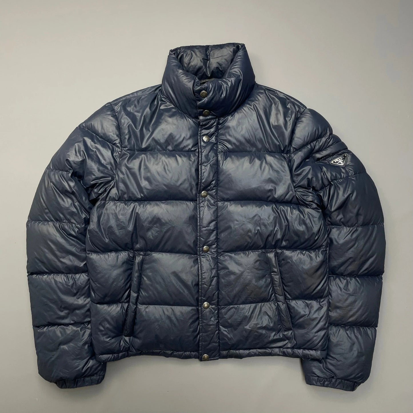 Prada Handbag Milano Down Puffer Jacket Nylon Blue