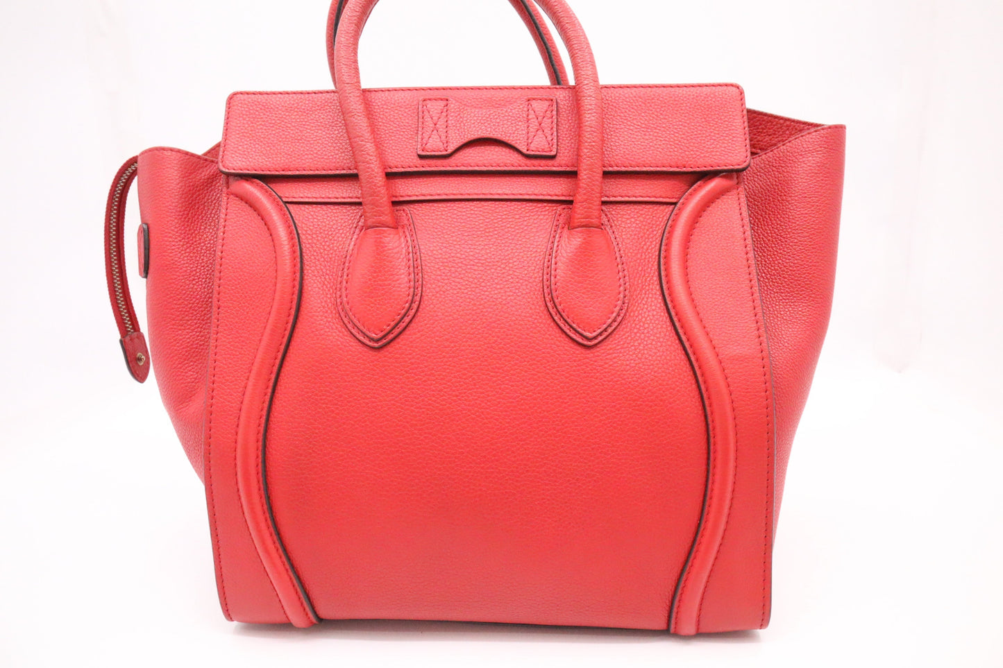 Celine Luggage In Drummed Handbag Leather Red Travel Bag