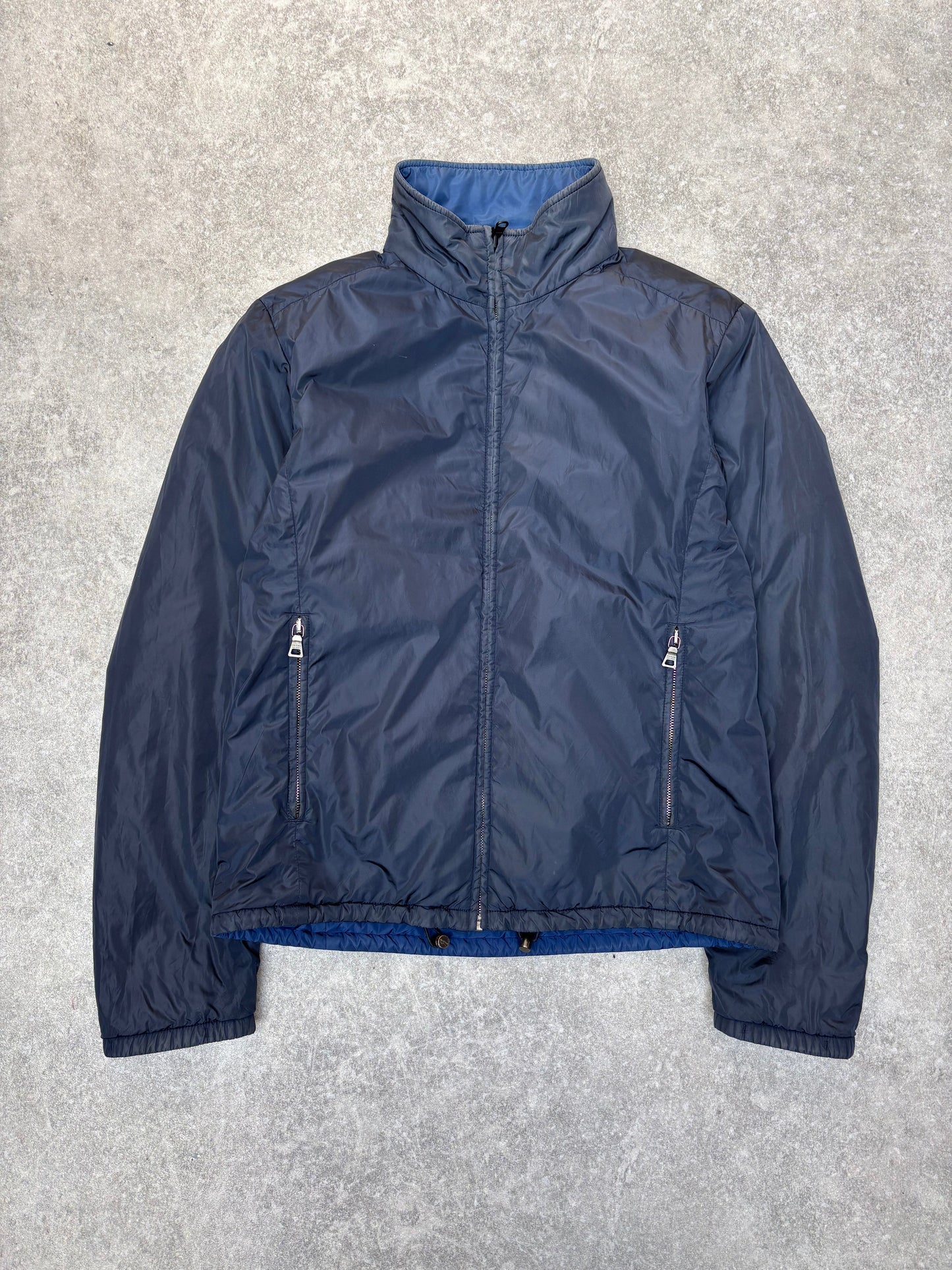 Prada Handbag Reversible Jacket Nylon Blue Small