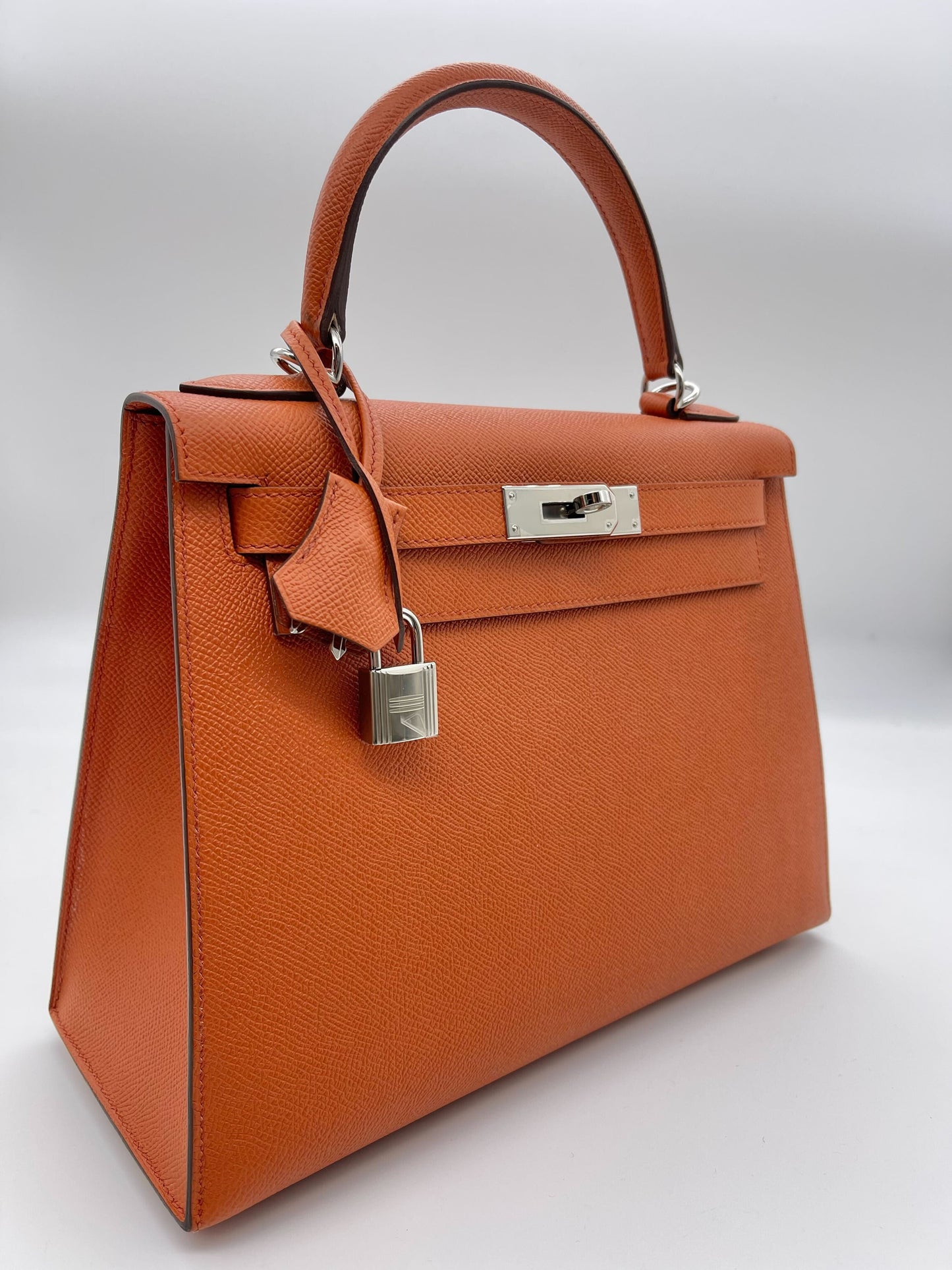 Gucci Hermes Kelly Epsom Potiron Orange Palladium Hardware Travel Bag