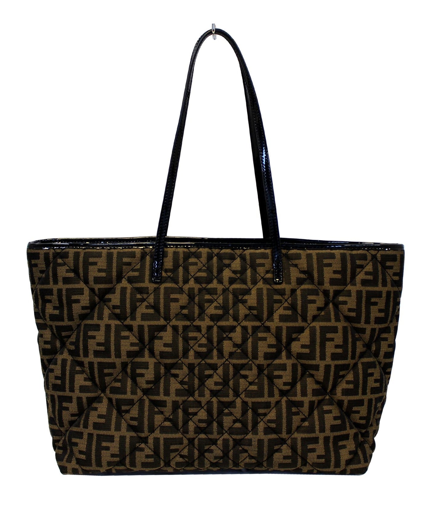 Fendi Tobacco Zucca Roll Tote Bag Quilted Black