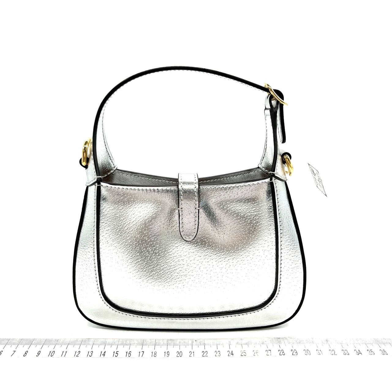 Gucci Jackie Lamé Strap Leather Silver Mini Chain Mini Bag