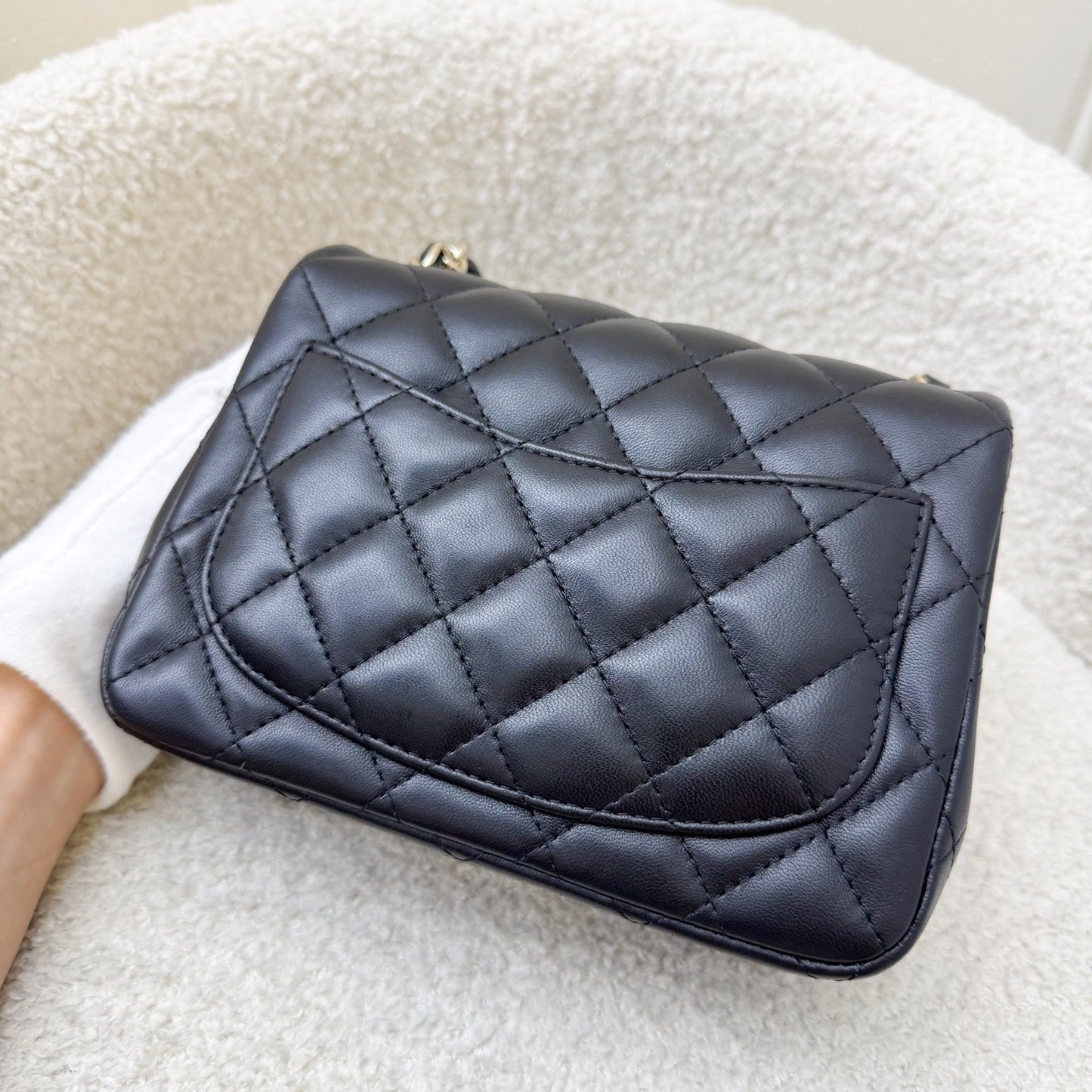 Chanel Classic Square Mini Flap In Black Lambskin And Lghw ( ) Bag