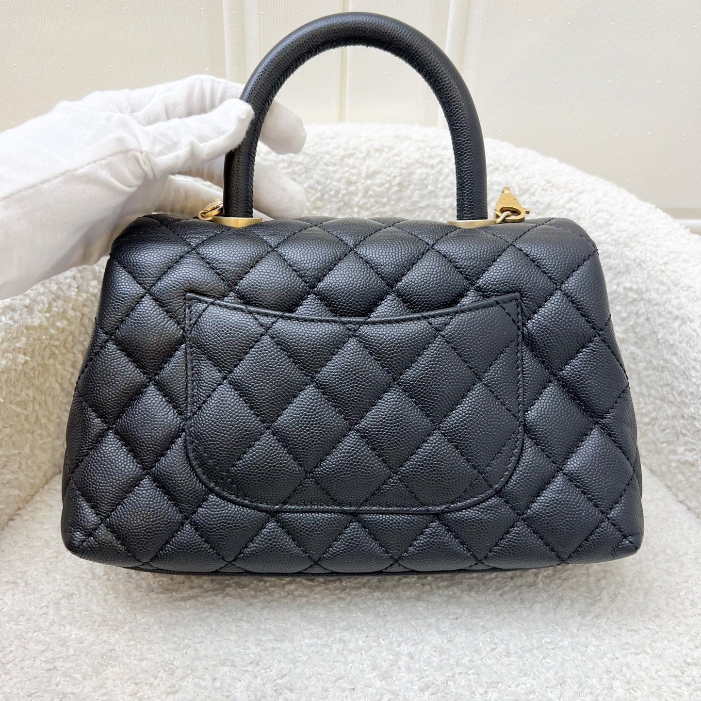 Chanel Small 24CM Coco Handle Flap In Black Caviar And Aghw (model: A92990) Bag 2