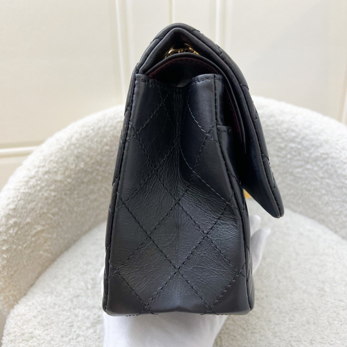 Chanel 2.55 Reissue Large 226 Flap in Black Distressed Calfskin and Aghw Handbag