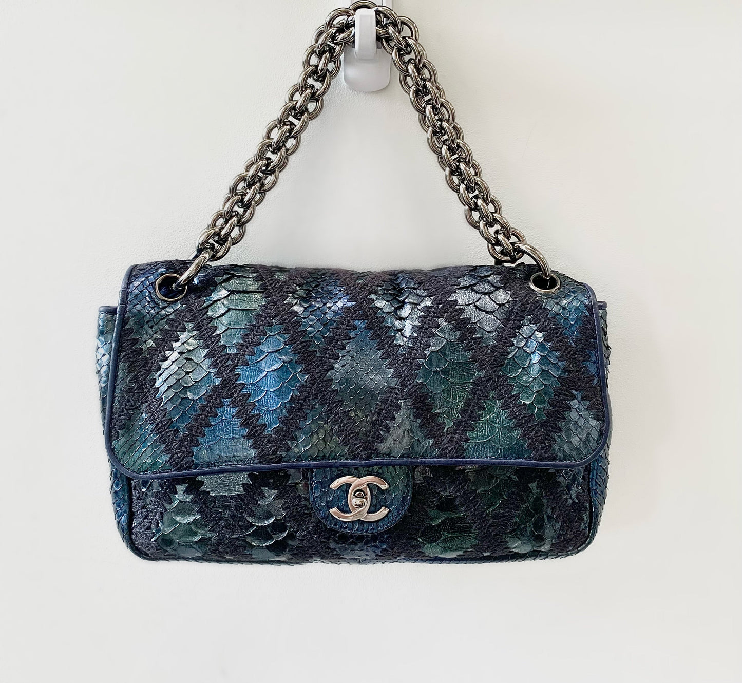 Chanel PYTHON CROCHET JUMBO FLAP -HS Shoulder Bag