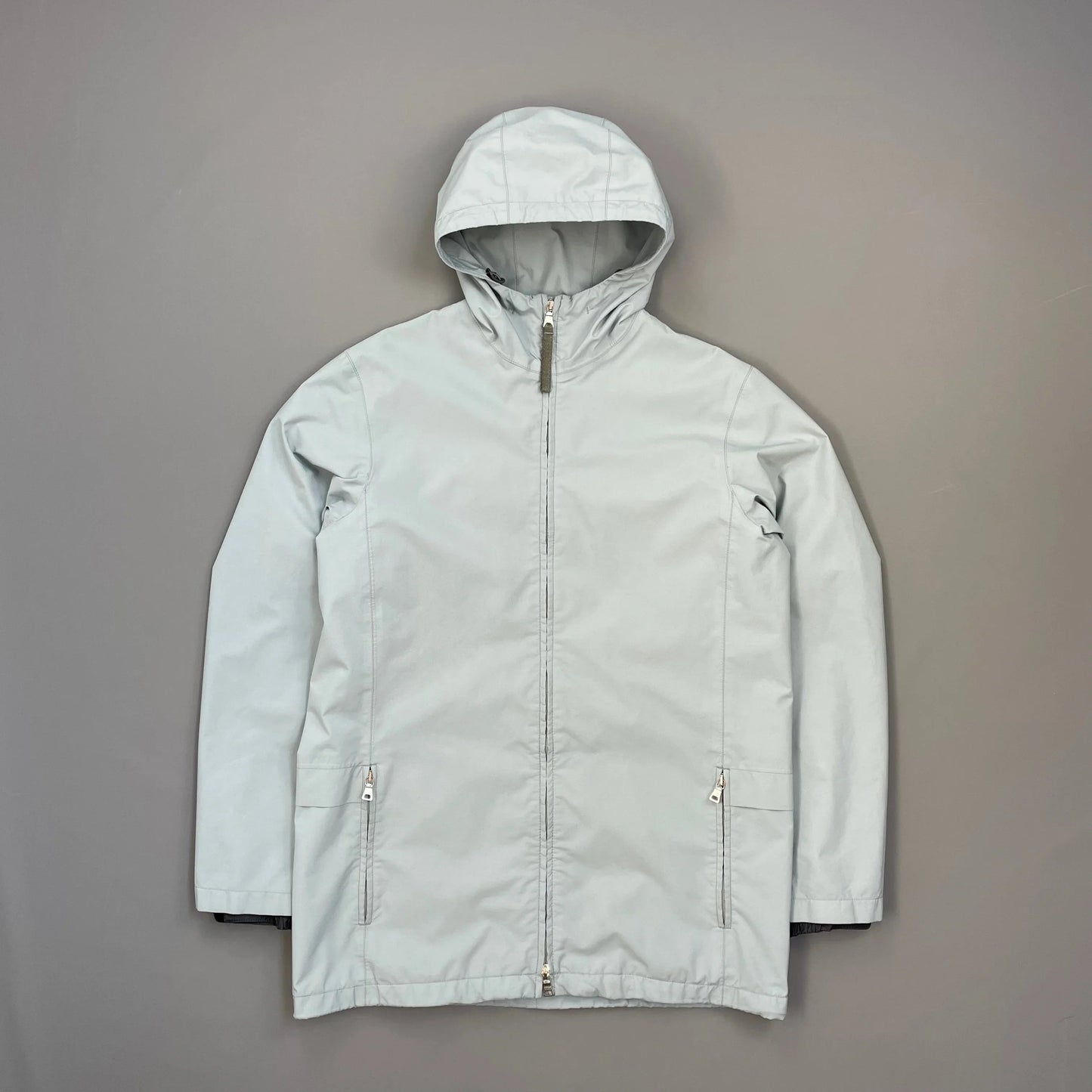 Prada Handbag Sport Light Technical Multi-Pocket Goretex Hooded Parka Blue