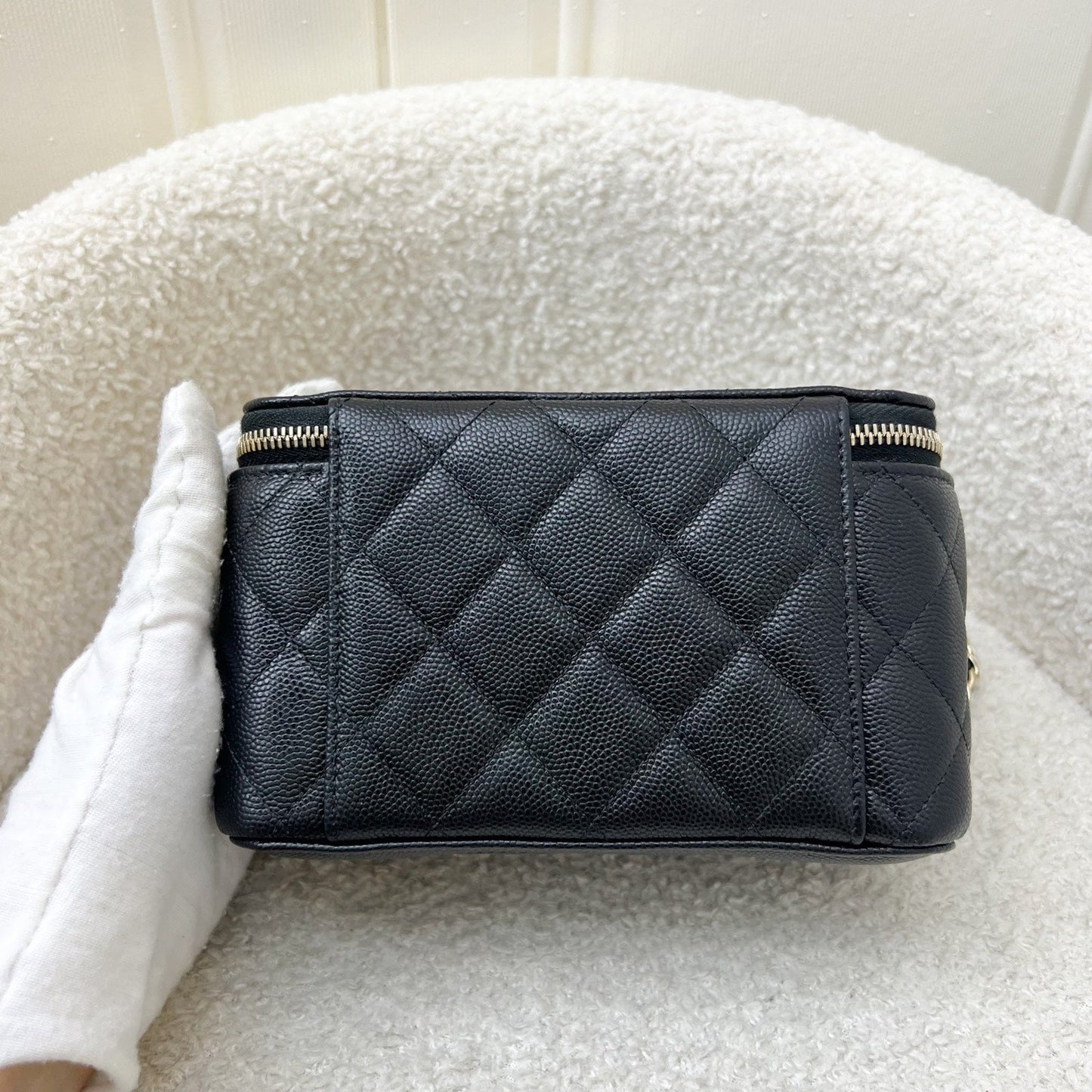 Chanel 25P Crystals Logo Vanity in Black Caviar and Lghw Handbag