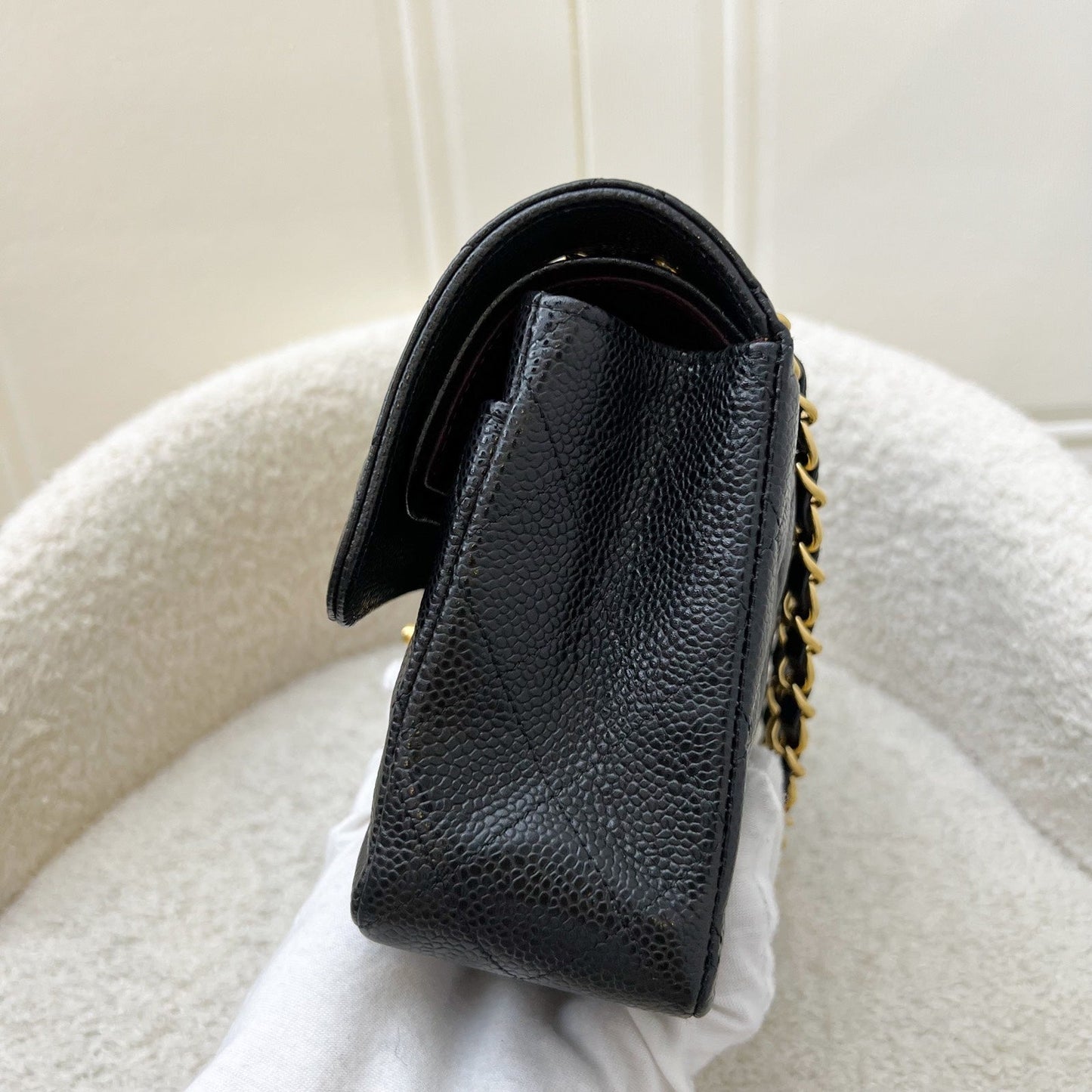 Chanel Small Classic Flap CF in Black Caviar and GHW (Model: A01113)