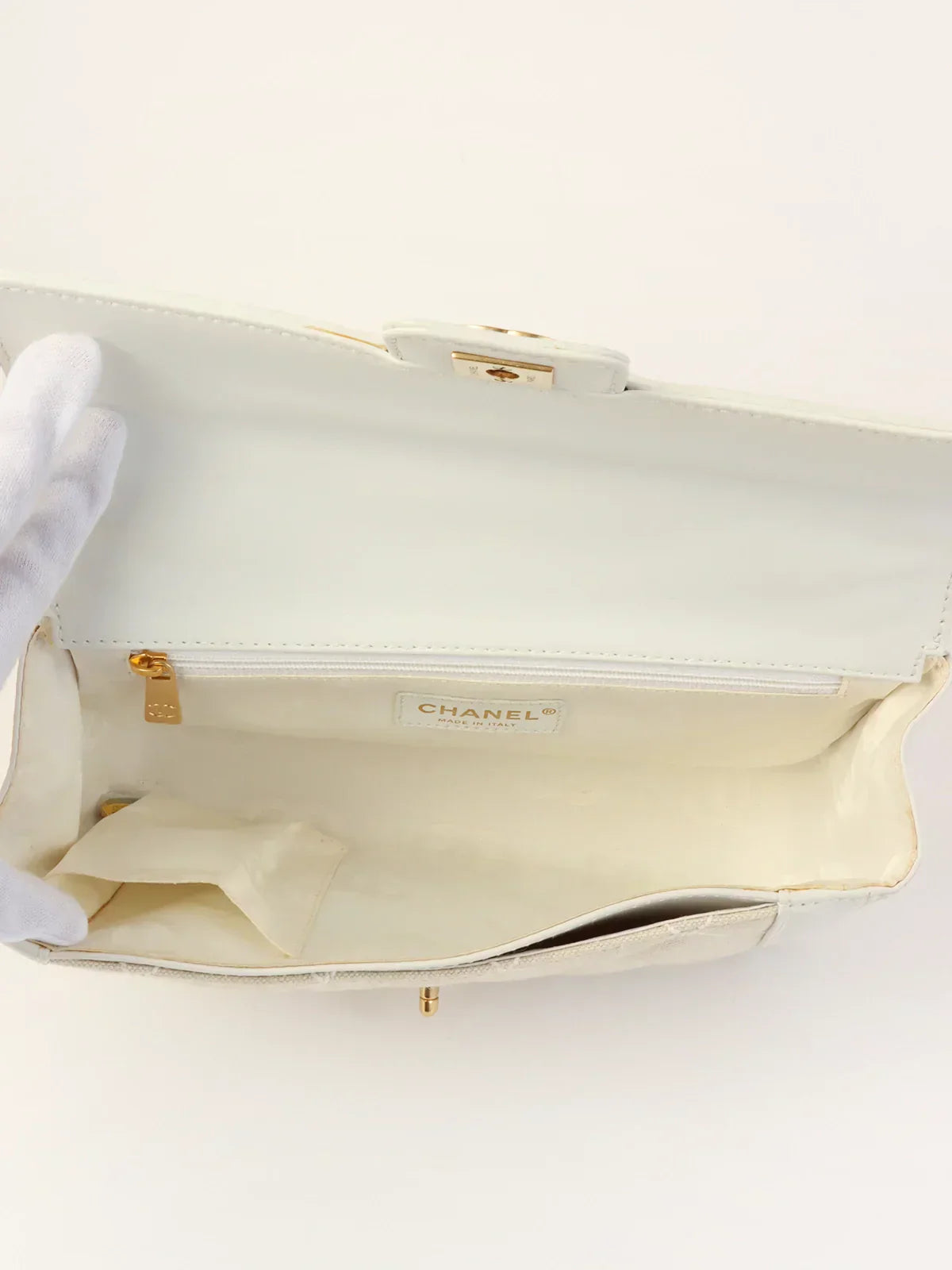 Chanel Around Made Wild Stitch Turn-Lock Top Handle Bag Ivory/White