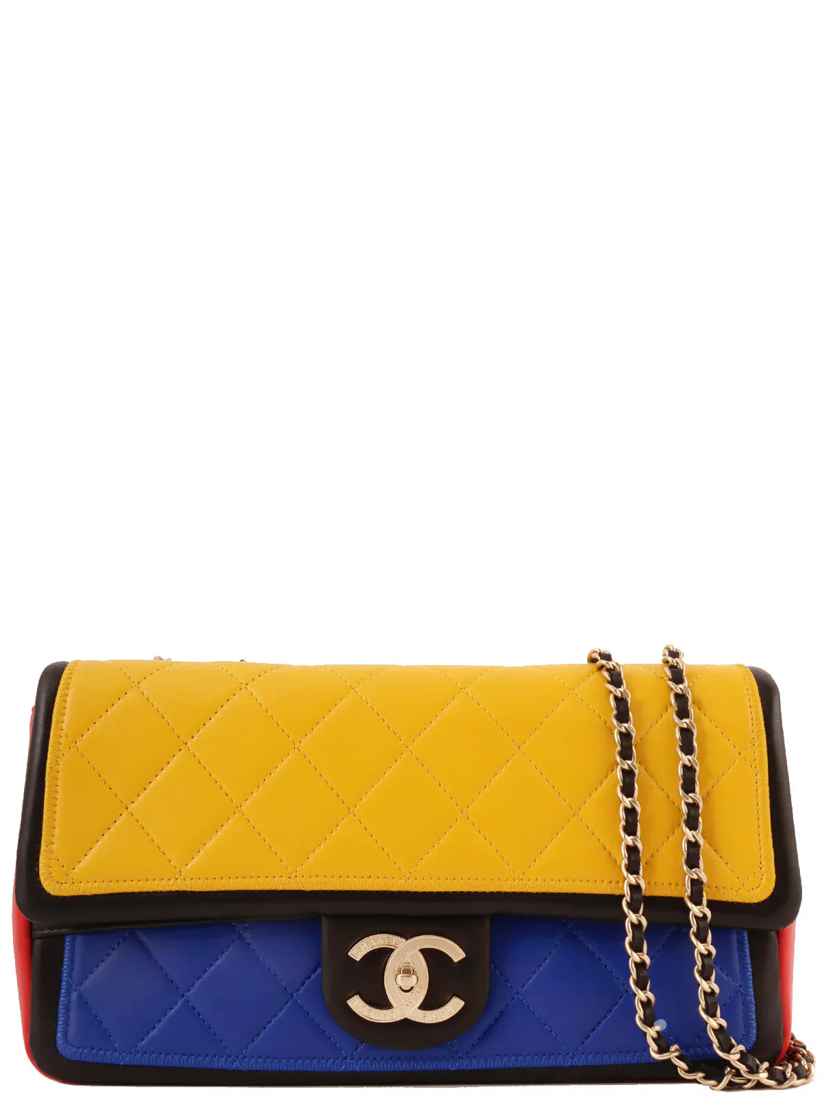 Chanel Around Made Mondrian Tricolore Turn-Lock Chain Shoulder Bag Yellow/Blue/Red