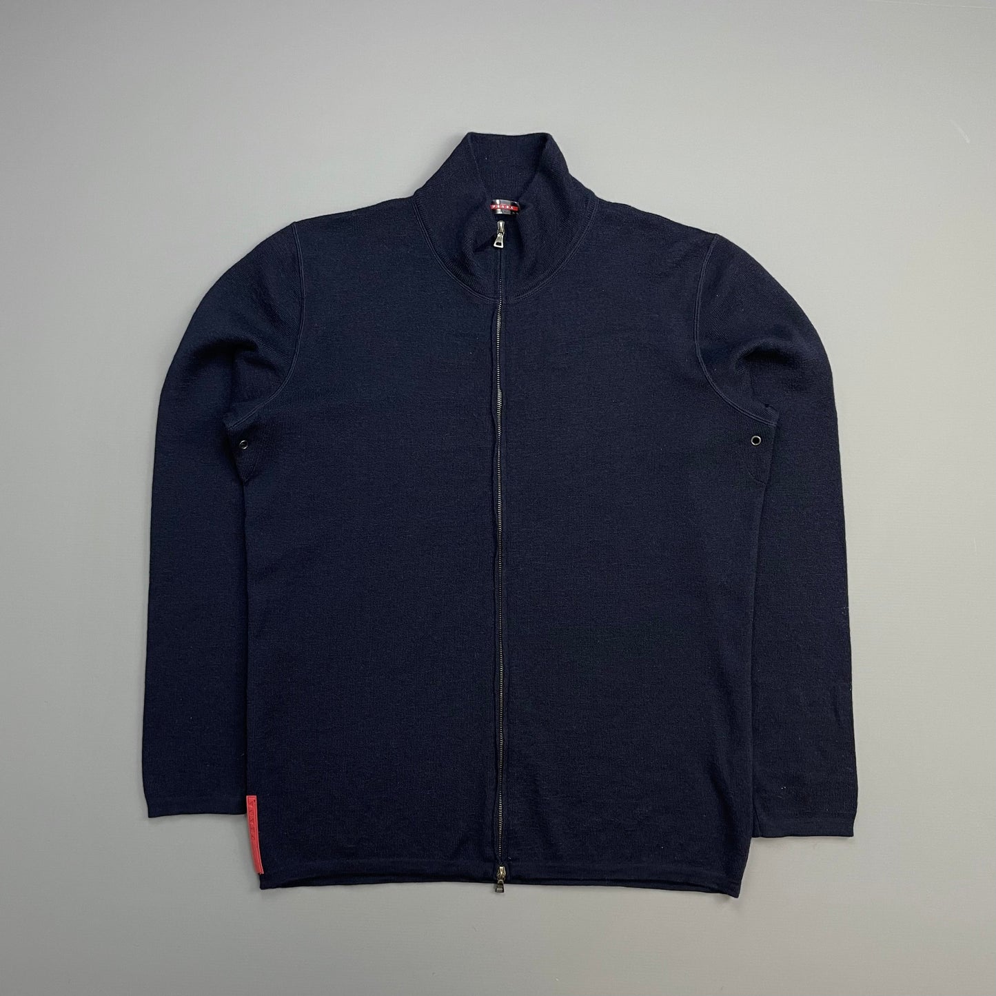 Prada Bag Sport 00s Wool -Through Knit Cardigan Navy Mini Zip Mini Bag