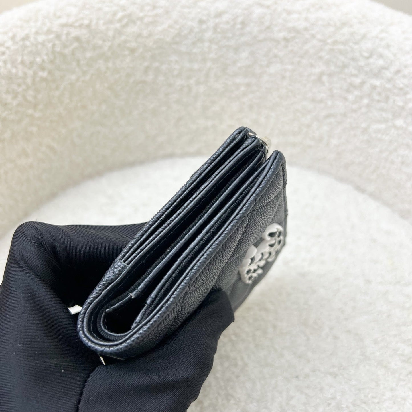 Chanel Seasonal Bifold Wallet with Coin Compartment in Black Caviar