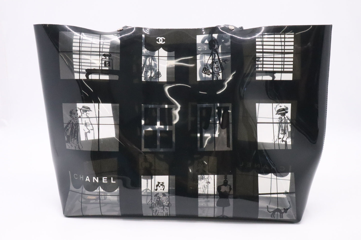 Chanel Window & Clear Vinyl Black Tote Bag