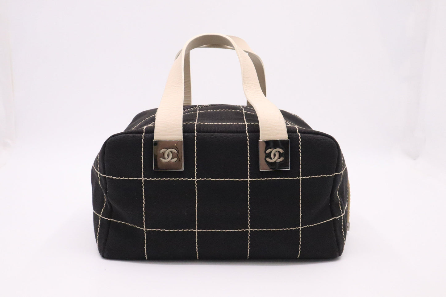 Chanel Chocolate Bar Black Canvas Handbag