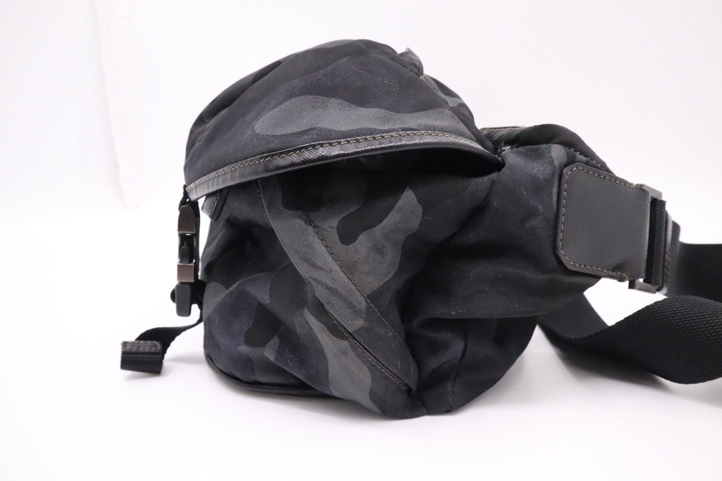 Prada Waist Bag In Camouflage Nylon Black Travel Bag