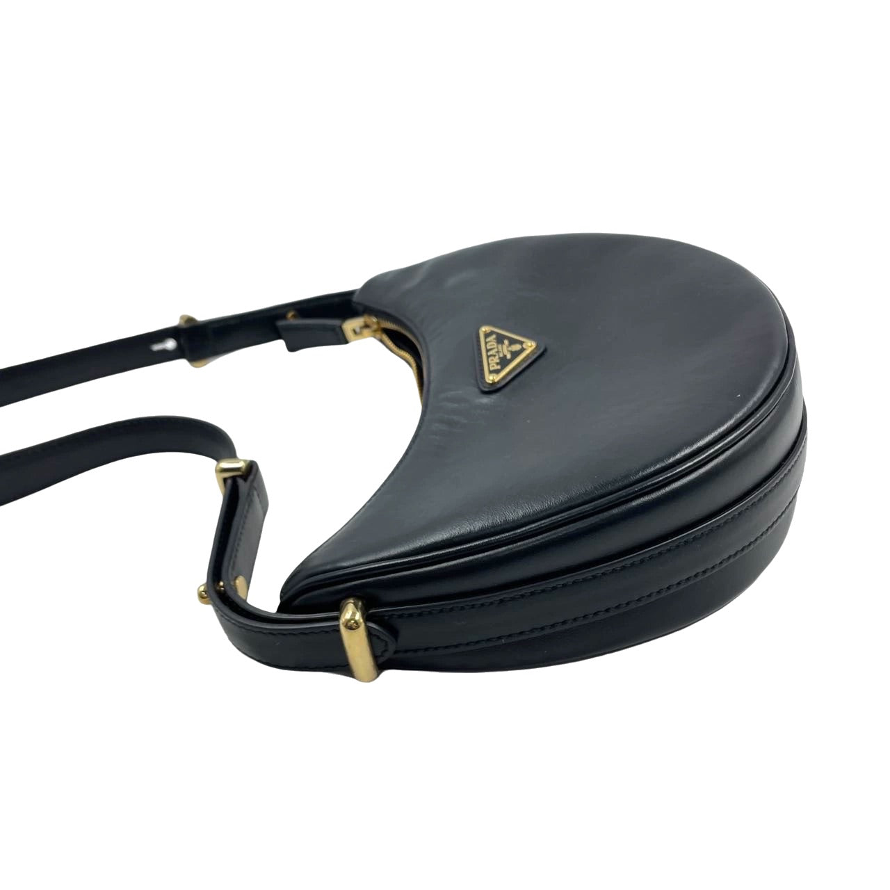 Prada Arquã © Calfskin Shoulder Bag Crescent Moon Leather Black