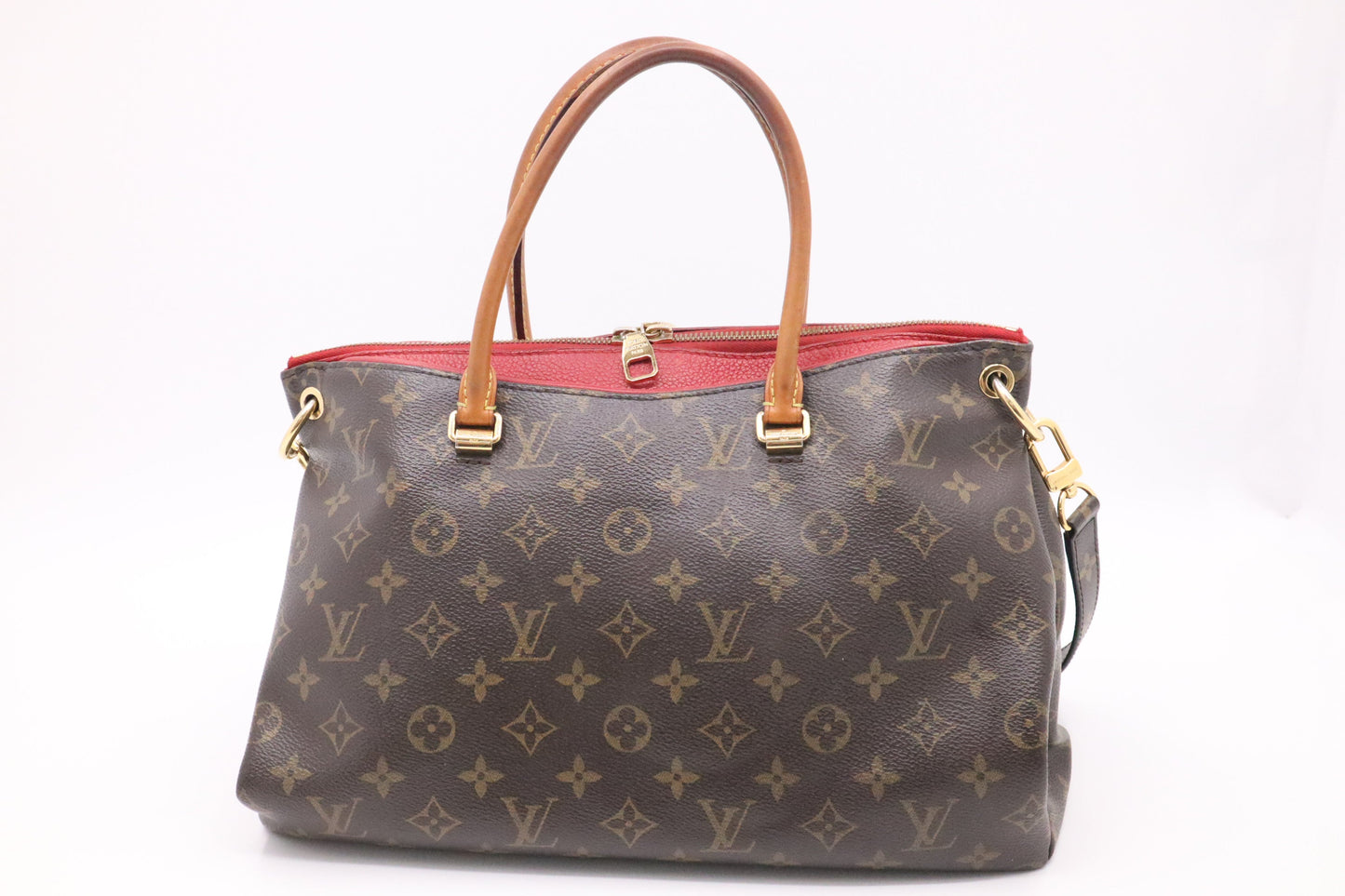 Louis Vuitton Pallas & Monogram Canvas Leather Red Handbag