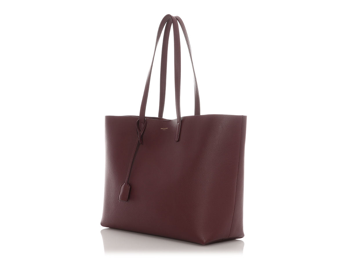 YSL Saint Laurent Burgundy Shopping Tote Large Tote Bag