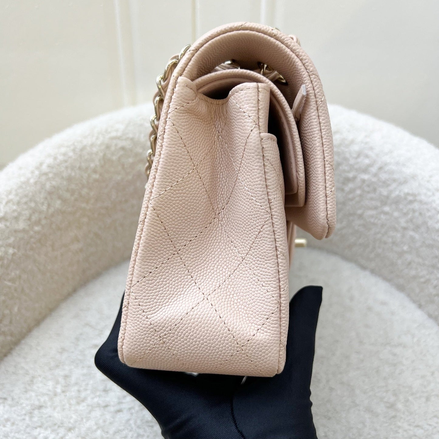 Chanel Small Classic Flap Cf In 22C Beige Clair Caviar And Lghw ( ) Bag