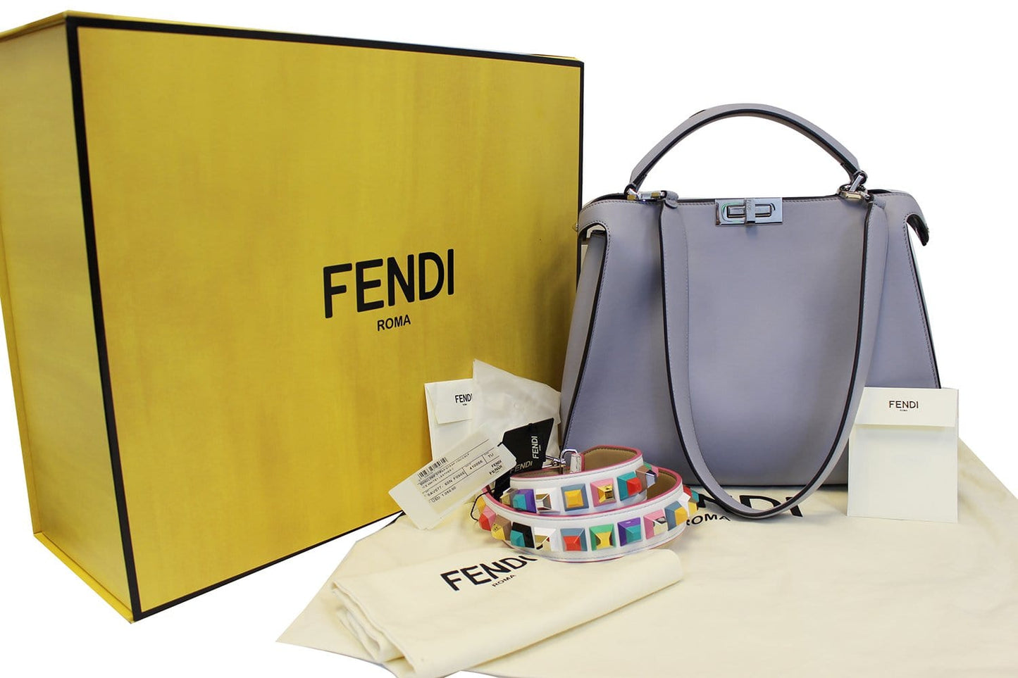 Fendi Peekaboo Essential Slate And Dark Shoulder Handbag Leather Blue Shoulder Bag