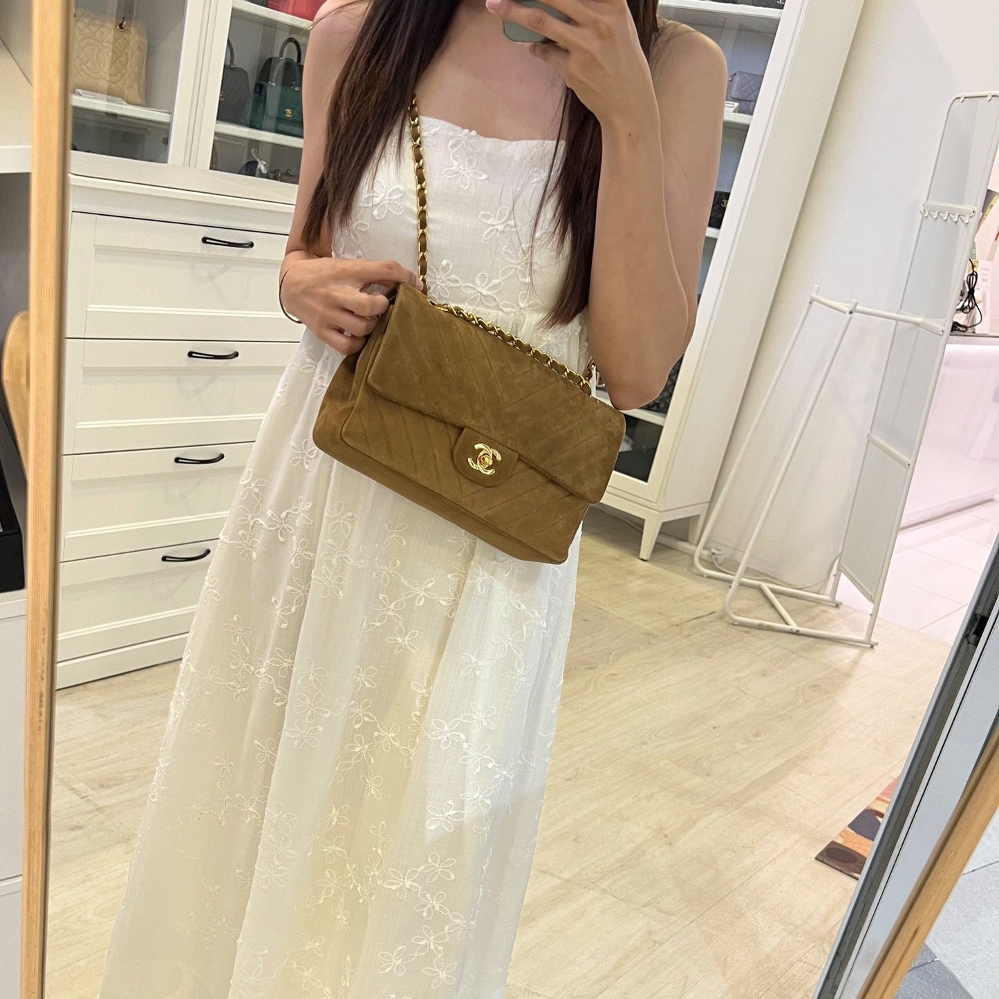 Chanel Medium Classic Flap Cf In Brown Suede And 24K Gold Plated Hw Bag