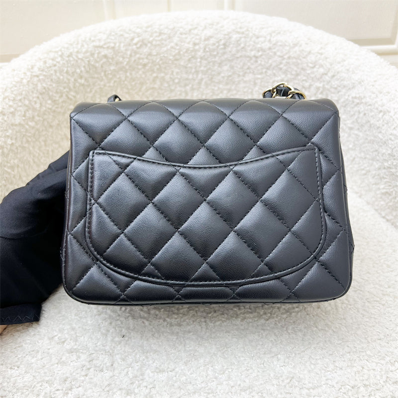 Chanel Classic Square Mini Flap in Black Lambskin and Lghw ( ) Handbag
