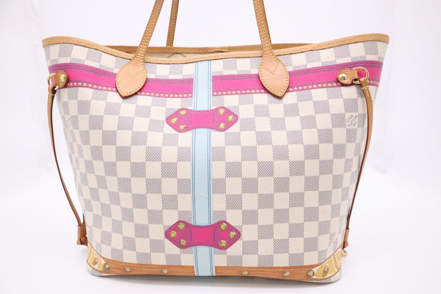Louis Vuitton Neverfull MM Hawaii Summer Trunks Damier Canvas Tote Bag