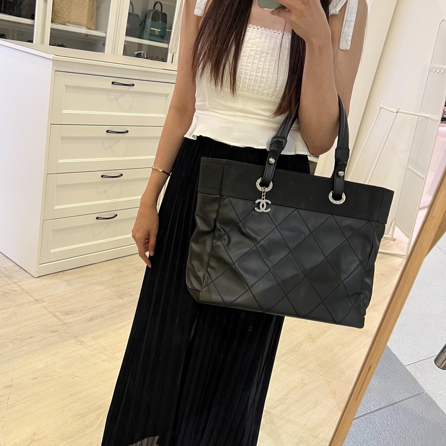 Chanel Paris Biarritz Large Tote In Black And Shw