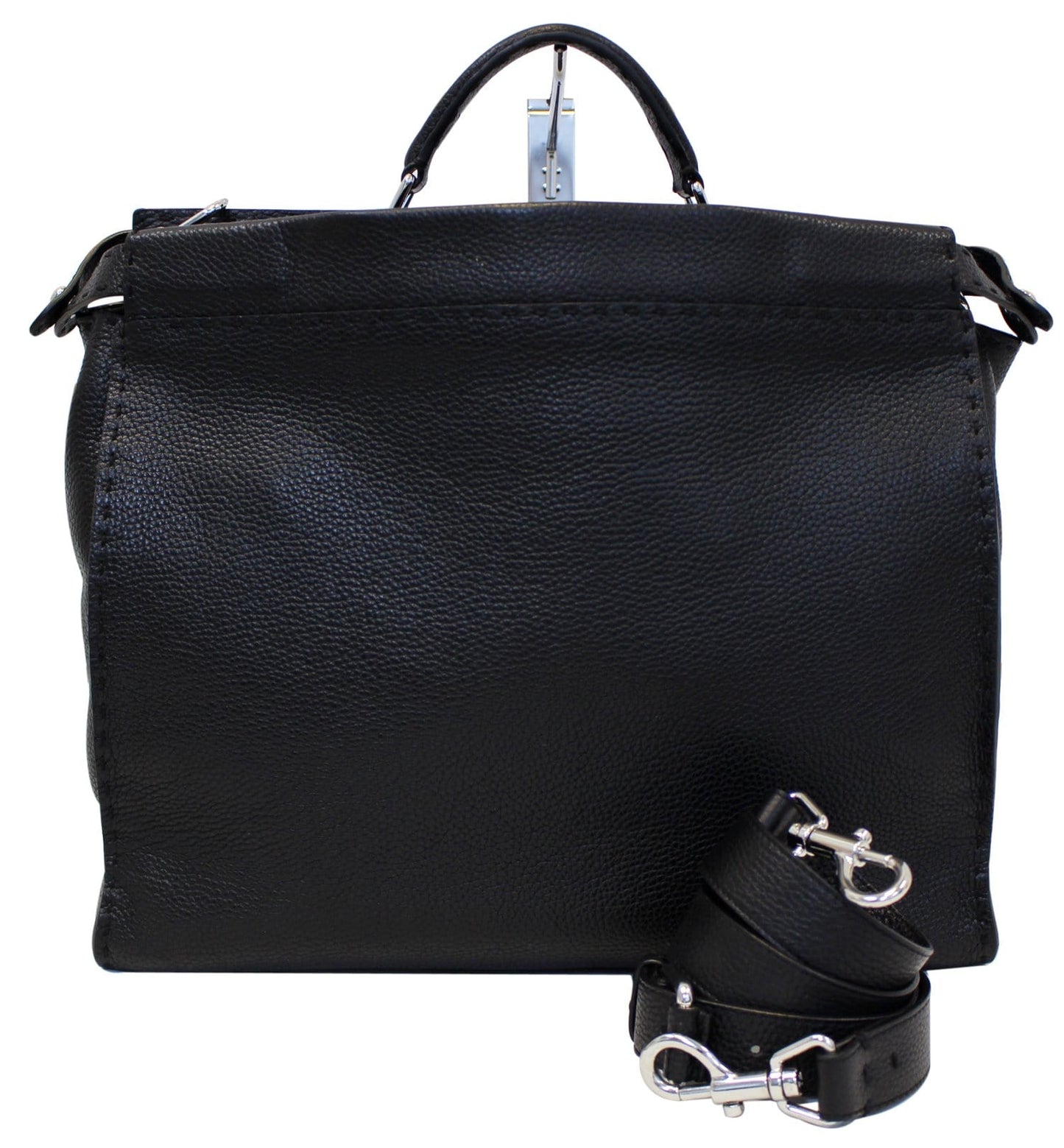Fendi Selleria Peekaboo Monster Shoulder Handbag Leather Black Shoulder Bag