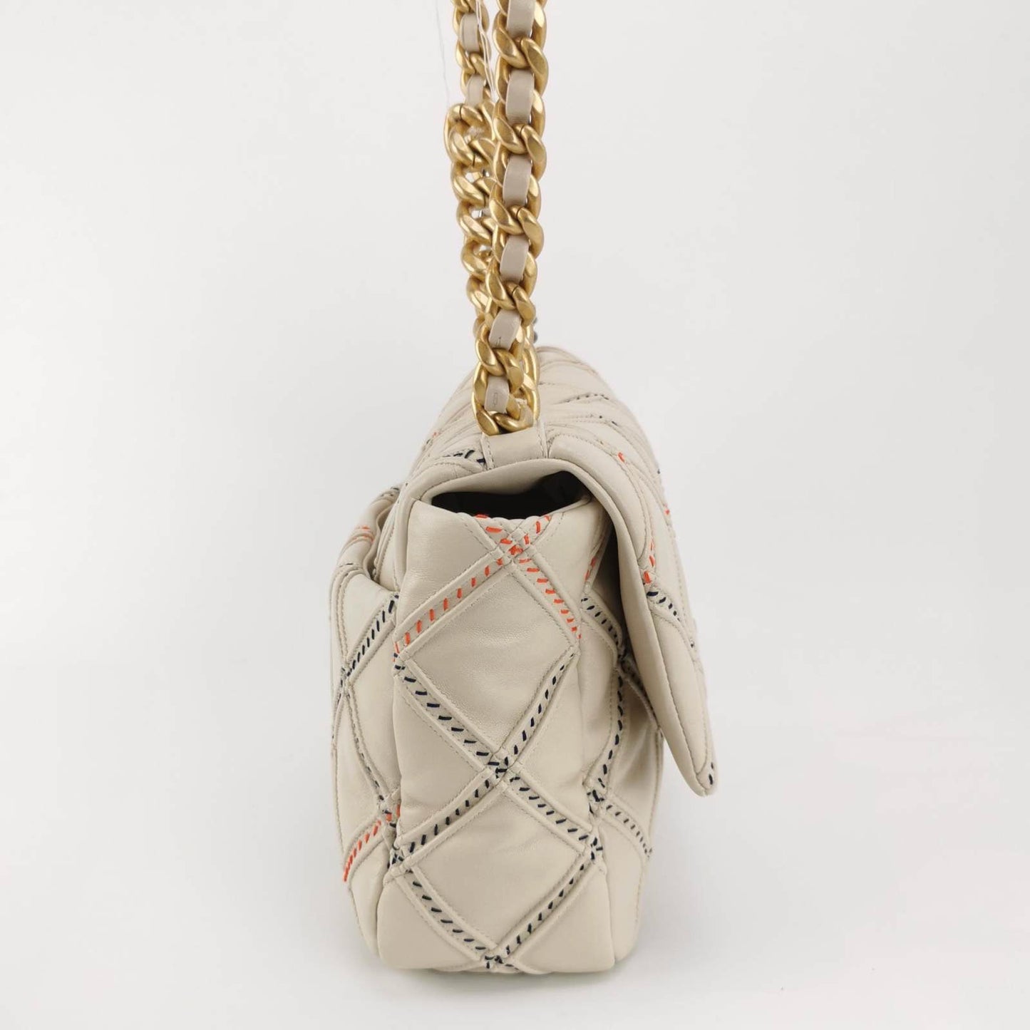 Chanel 19 Cream Wild Stitch White Handbag