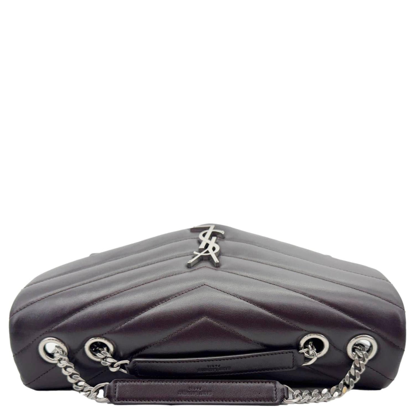 YSL Saint Laurent Yves Loulou Crossbody Bag Burgundy Leather Quilted Medium
