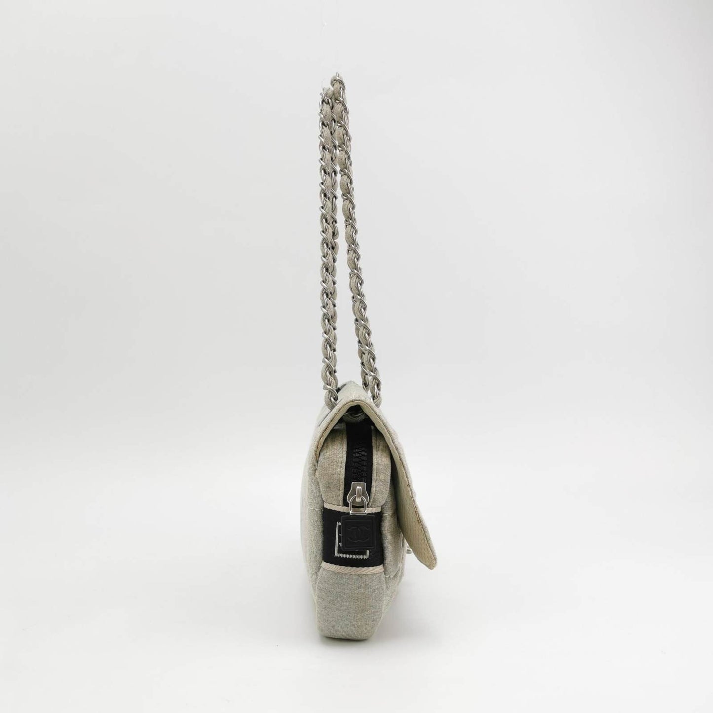 Chanel Classic Flap Cloth Grey Handbag