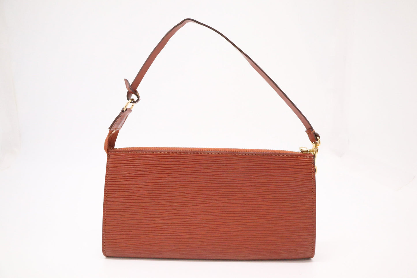 Louis Vuitton Pochette Epi Leather Brown Clutch Bag