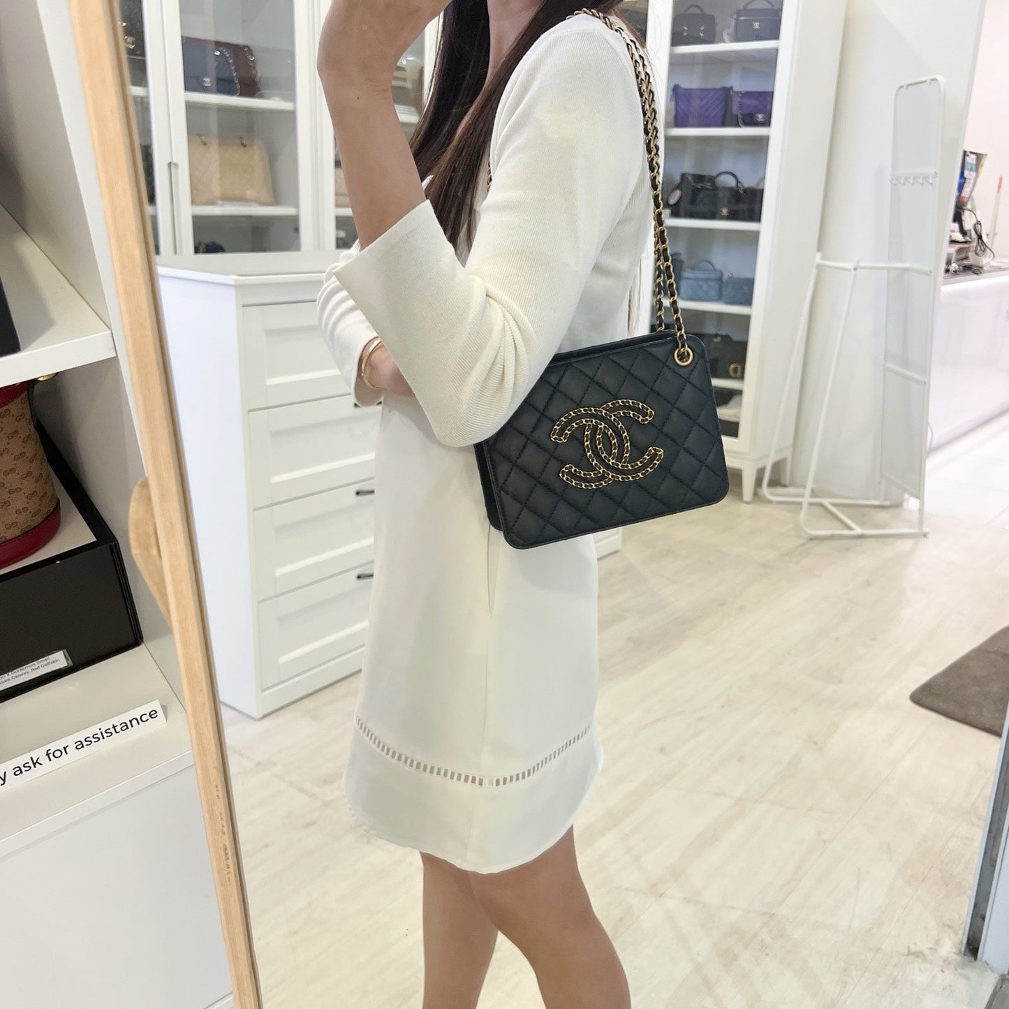 Chanel Mini Accordion Tote in Black Lambskin and Aghw ( )