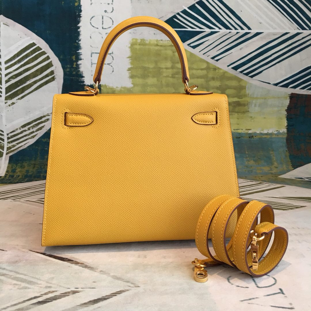 Top Quality Kelly Yellow Bag With Toned Gold Shoulder Bag