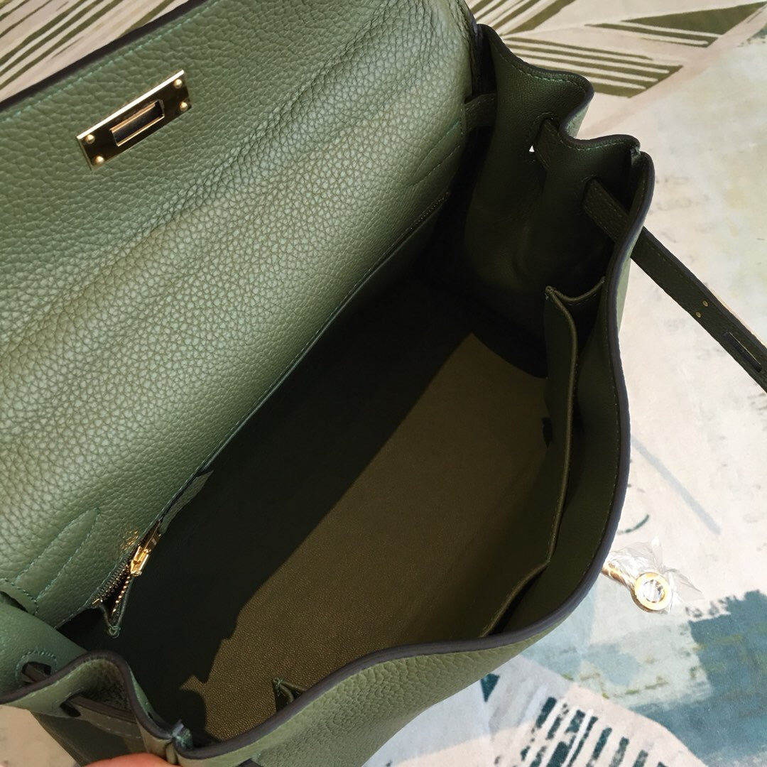 Top Quality Kelly Bag In Epsom With Green Gold Travel Bag