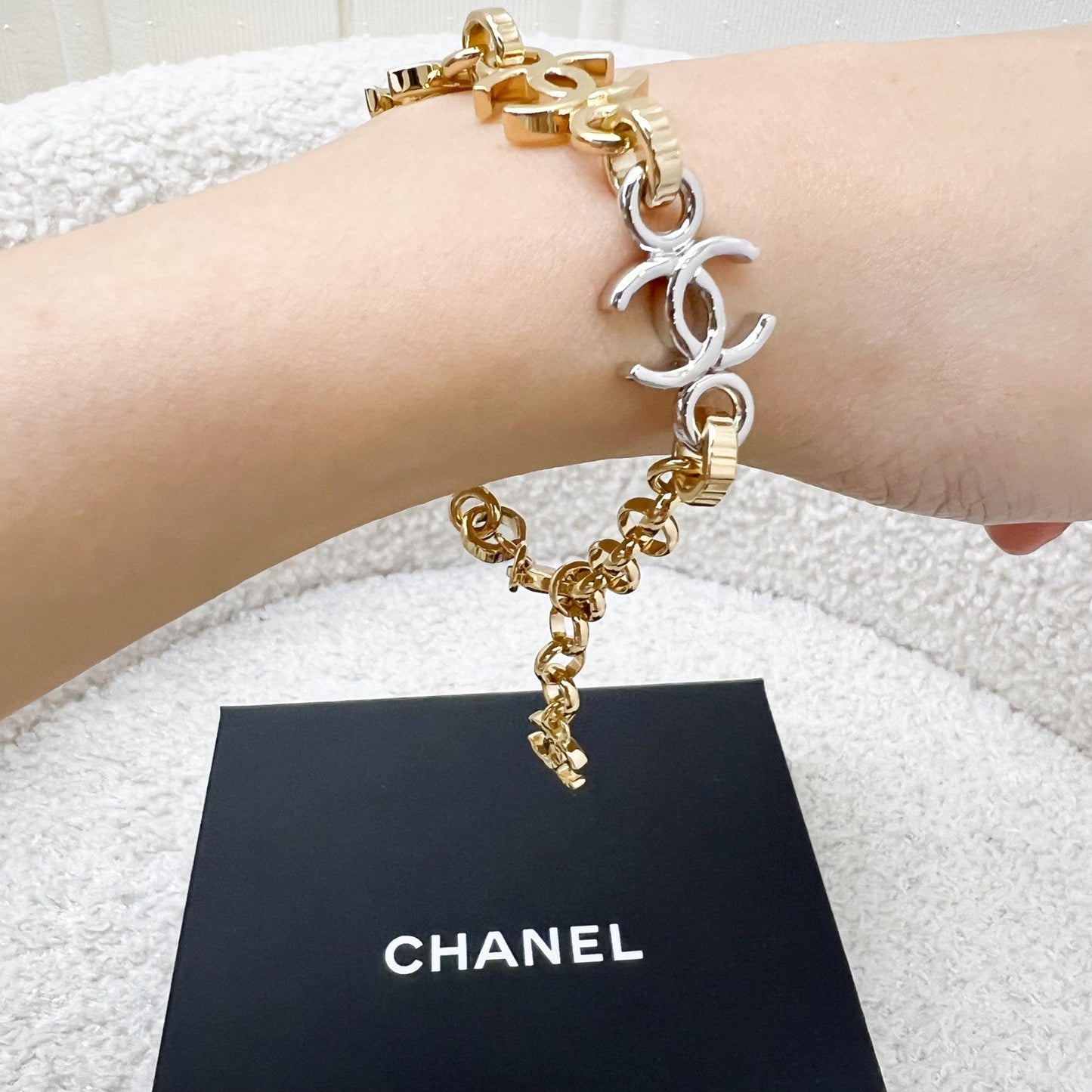 Chanel 26P CC Logos Bracelet in 2 Tone Gold and Silver Hw
