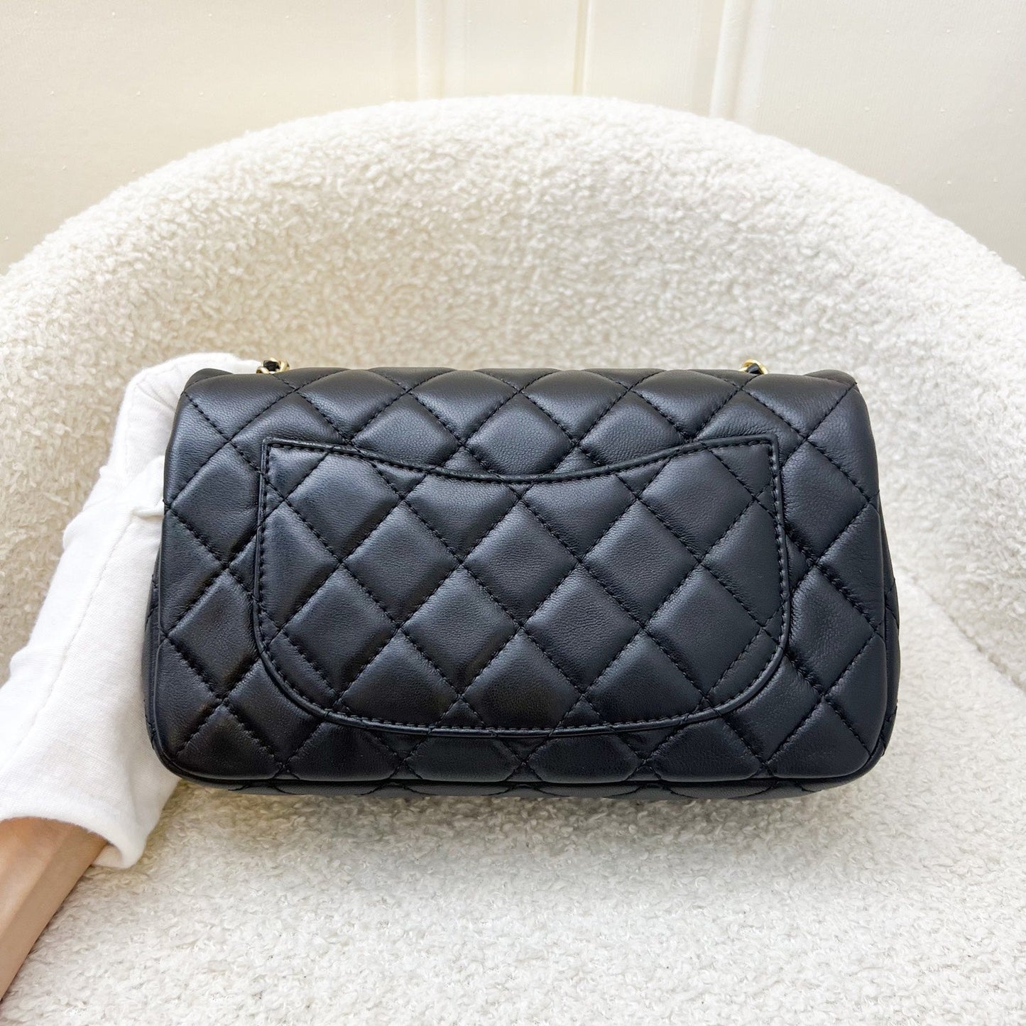 Chanel Pearl Crush Mini Rectangle Flap in Black Lambskin Aghw (AS1787) Handbag