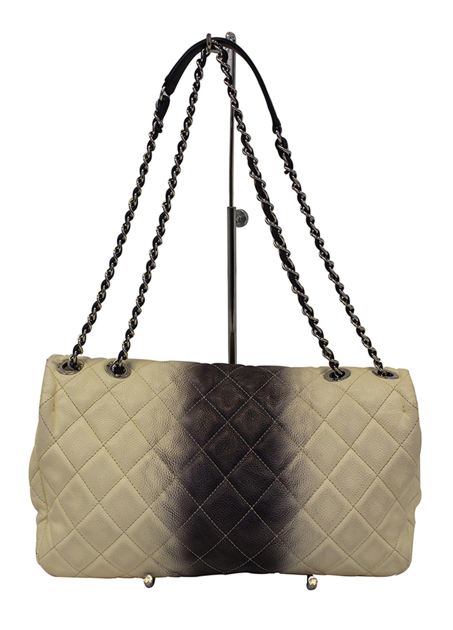 Chanel Caviar Ombre Jumbo Single Blanc Shoulder Bag Leather White