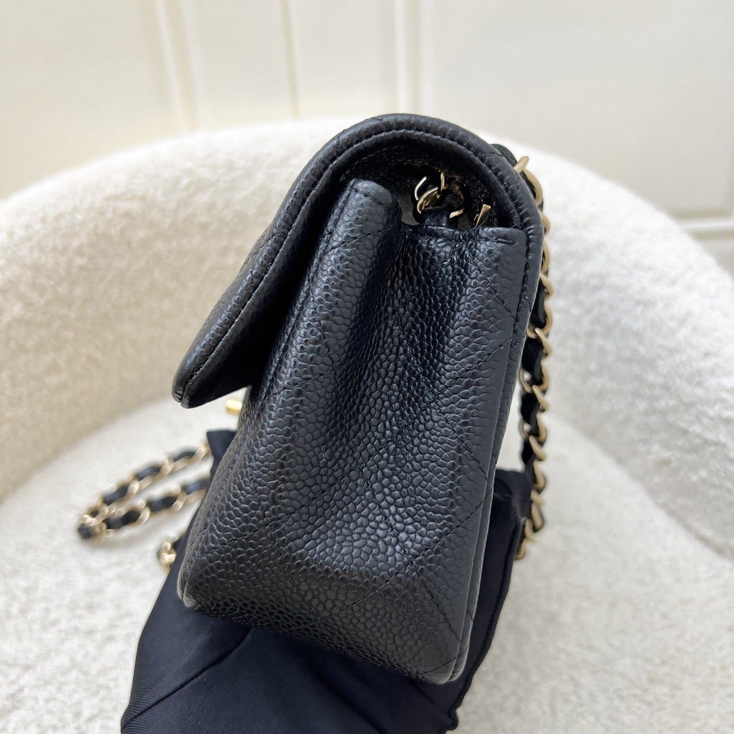 Chanel Classic Mini Rectangle Flap in Black Caviar and GHW
