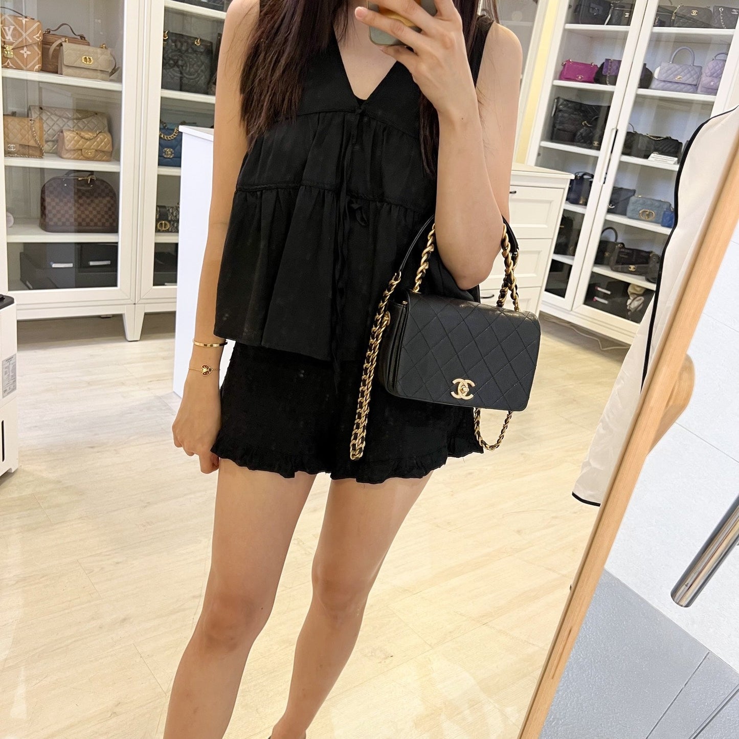 Chanel Seasonal Full Flap Bag in Black Caviar and Aghw ( )
