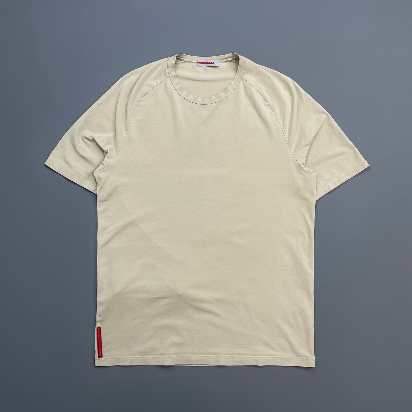 Prada Handbag Sport 00s Rear Pocket Elastane T-Shirt Beige