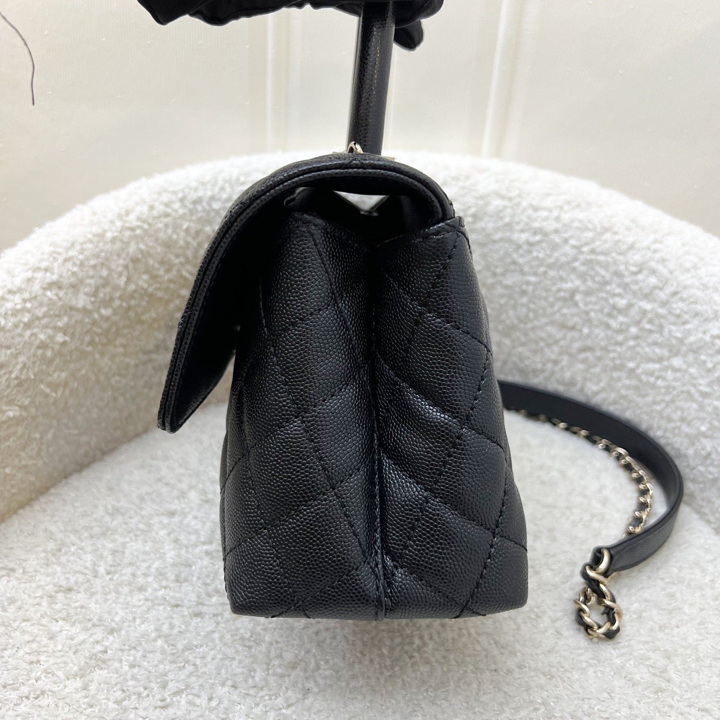 Chanel Small 24cm Coco Handle Flap in Black Caviar and LGHW (Model: A92990)