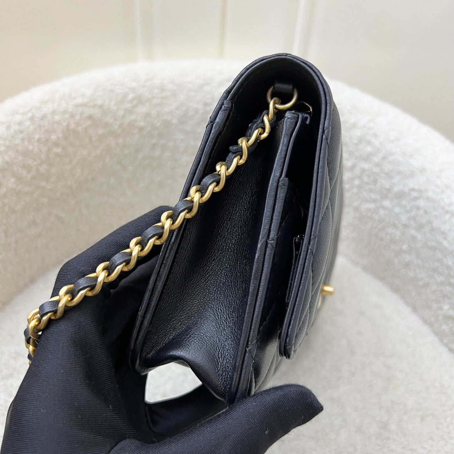Chanel Pearl Crush Wallet on Chain WOC in Black Lambskin and Aghw ( ) Handbag
