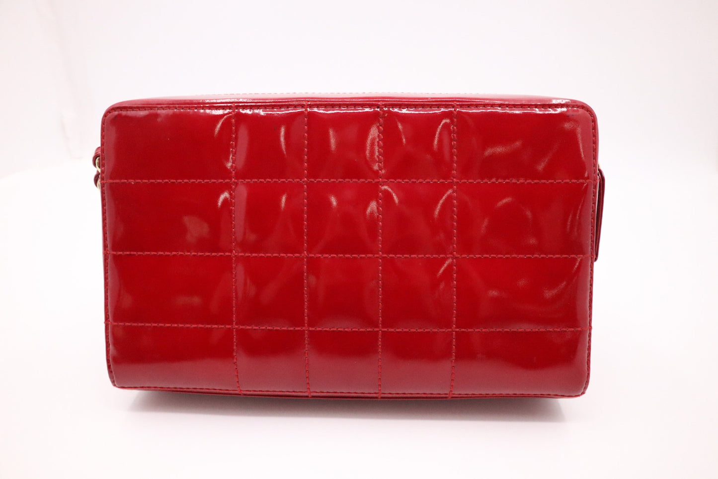 Chanel Chocobar Hand Patent Red Leather Handbag