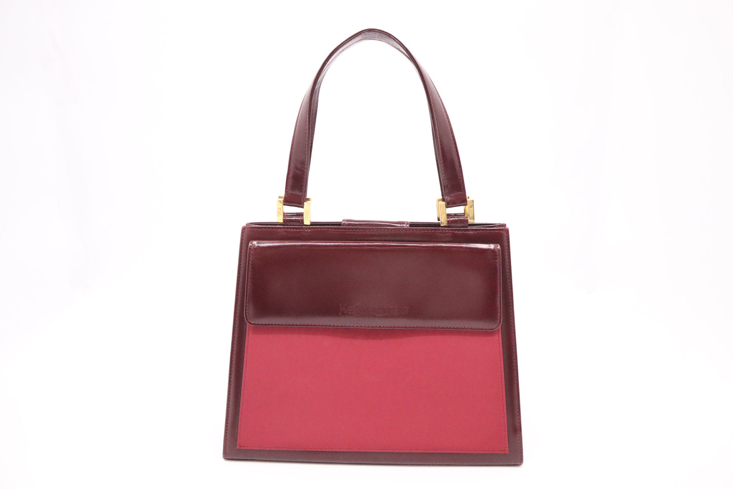 YSL Saint Laurent Handbag In Burgundy Leather Travel Bag
