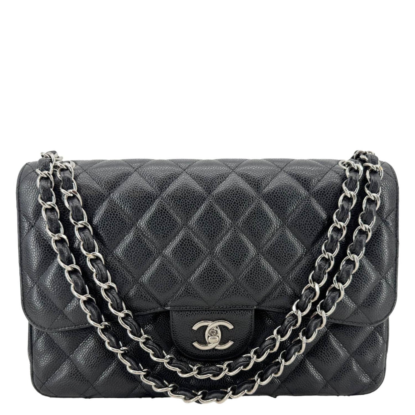 Chanel Classic Jumbo Double Flap Quilted Leather Black Travel Bag Bag 7
