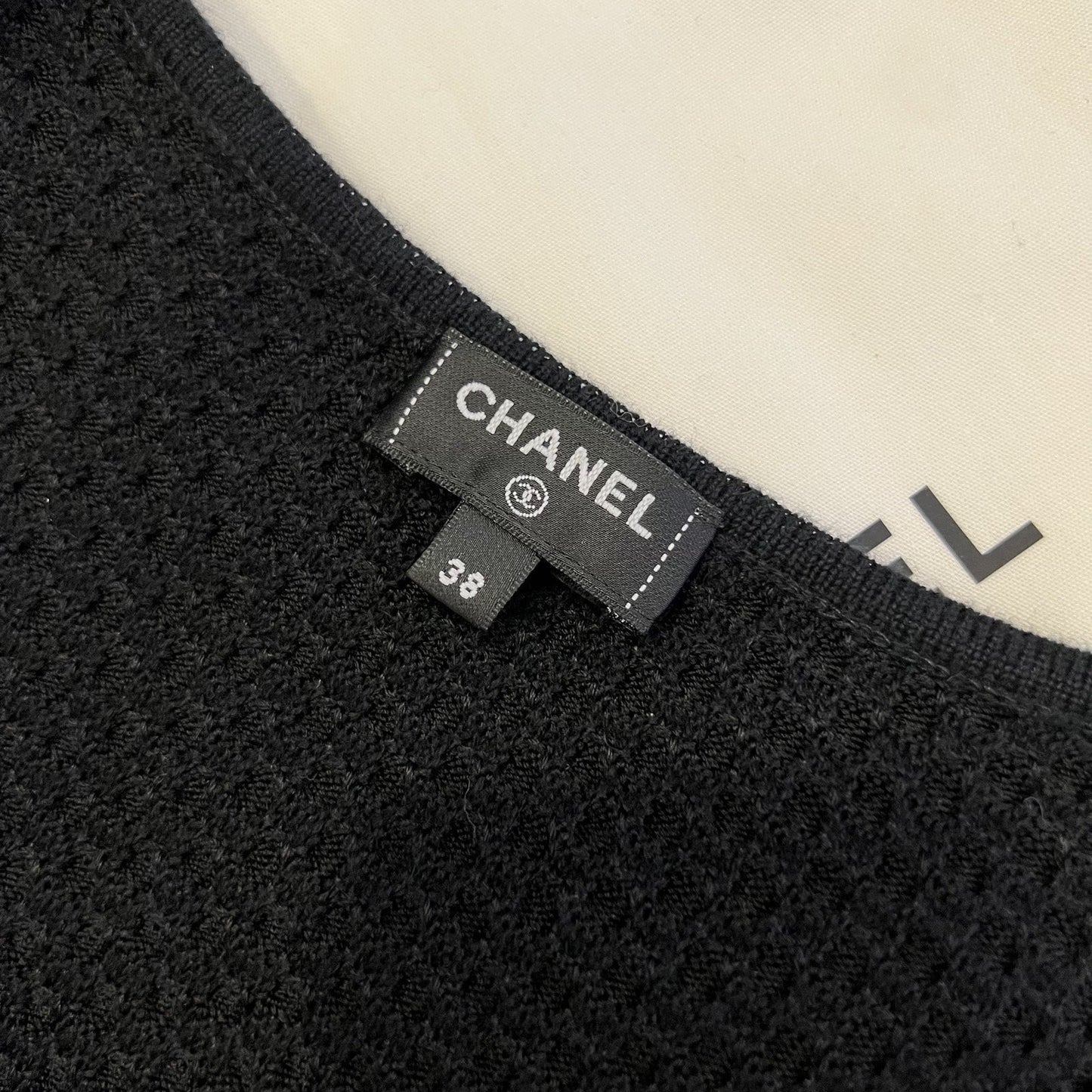 Chanel 25P Cape Cardigan in Black Viscose and Cashmere Sz 38 (Model: P79240)